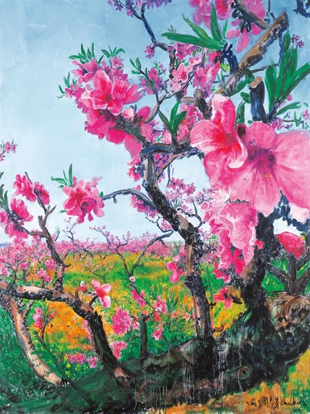 周春芽 Zhou Chunya, 桃花系列_花落花開年複年