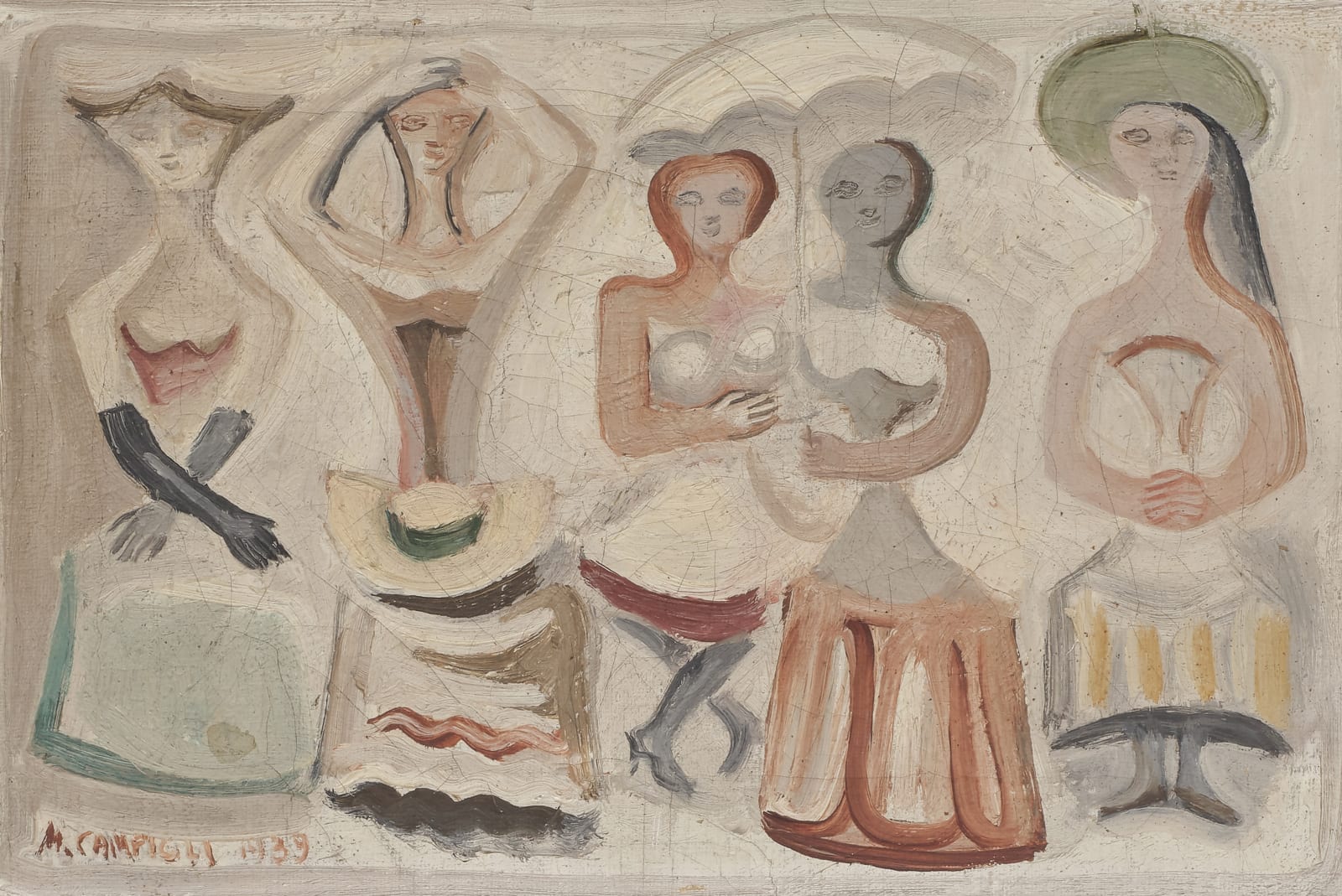 Massimo Campigli ( Berlin, 1895 - Saint-Tropez, 1971 ) , Five Women , 1939