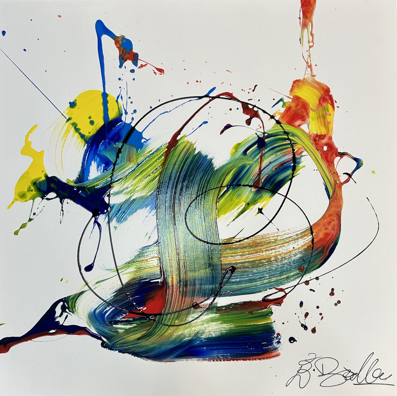 Emma Baxendale, Waves of time ( Orange, Yellow & Blue), 2022