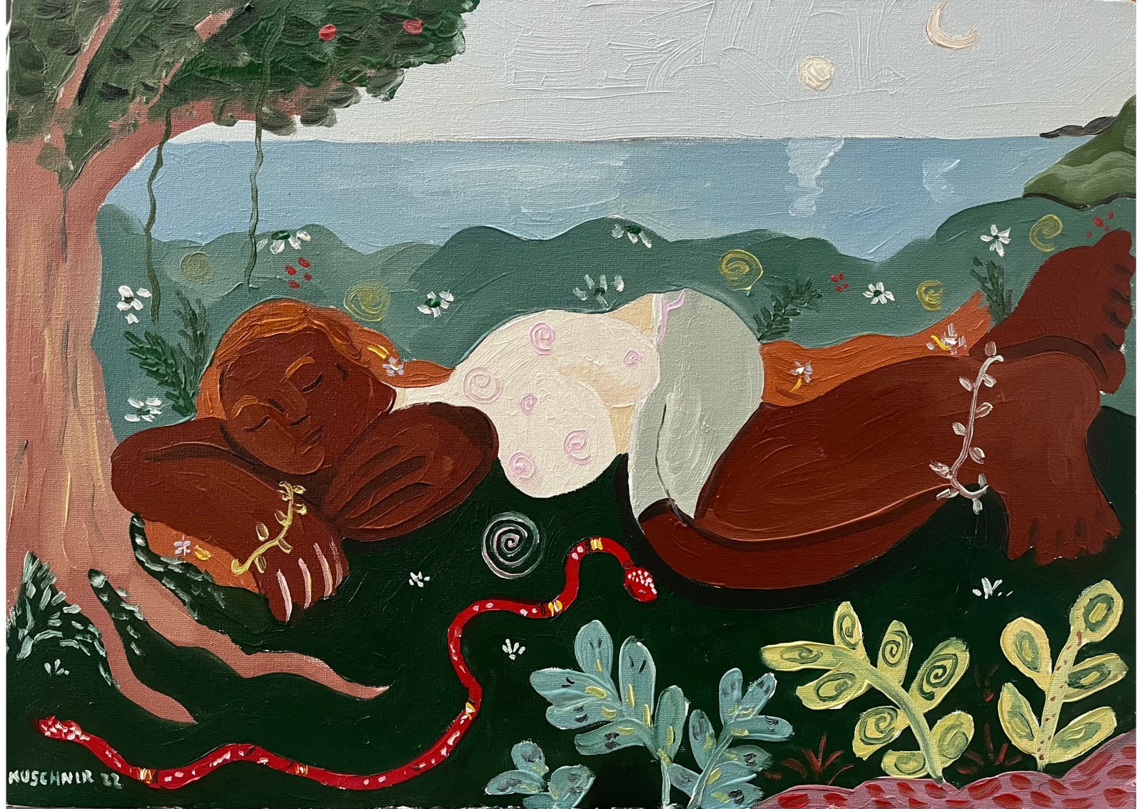Kuschnir Antonio , Mulher dormindo na natureza, 2022