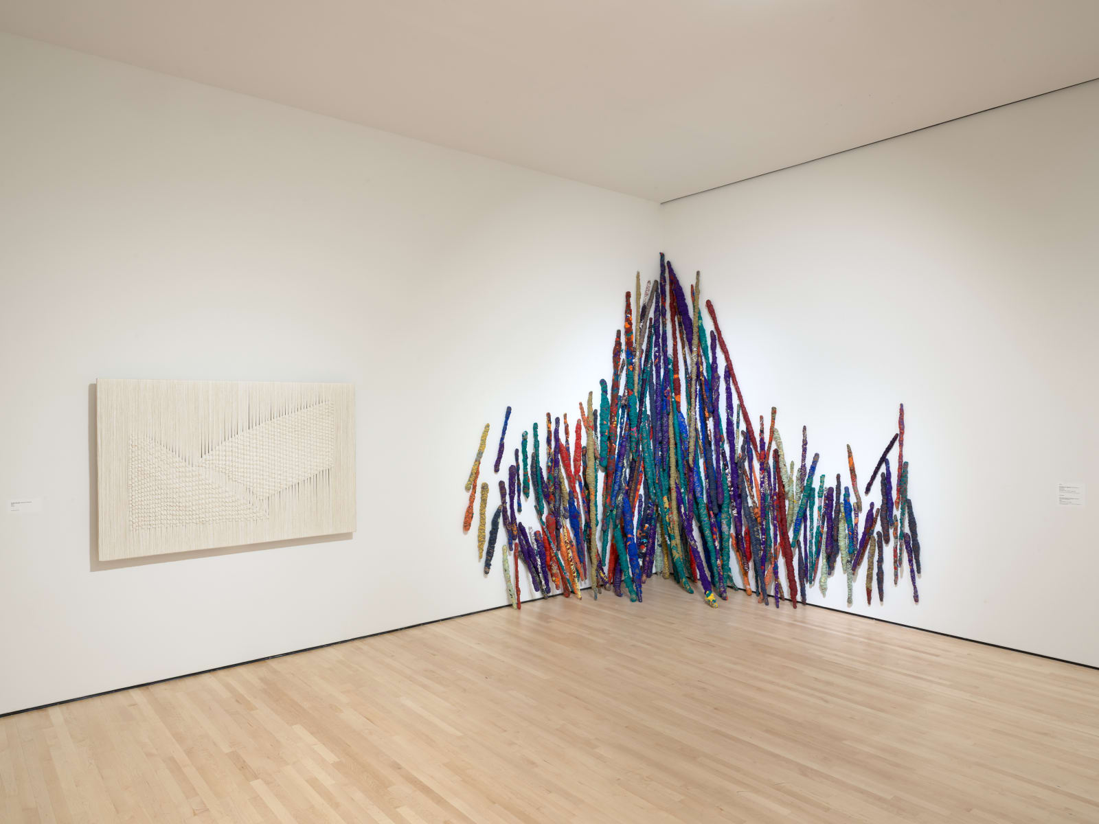 Installation view of New Work: Sheila Hicks at the San Francisco Museum of Modern Art; photo: Don Ross