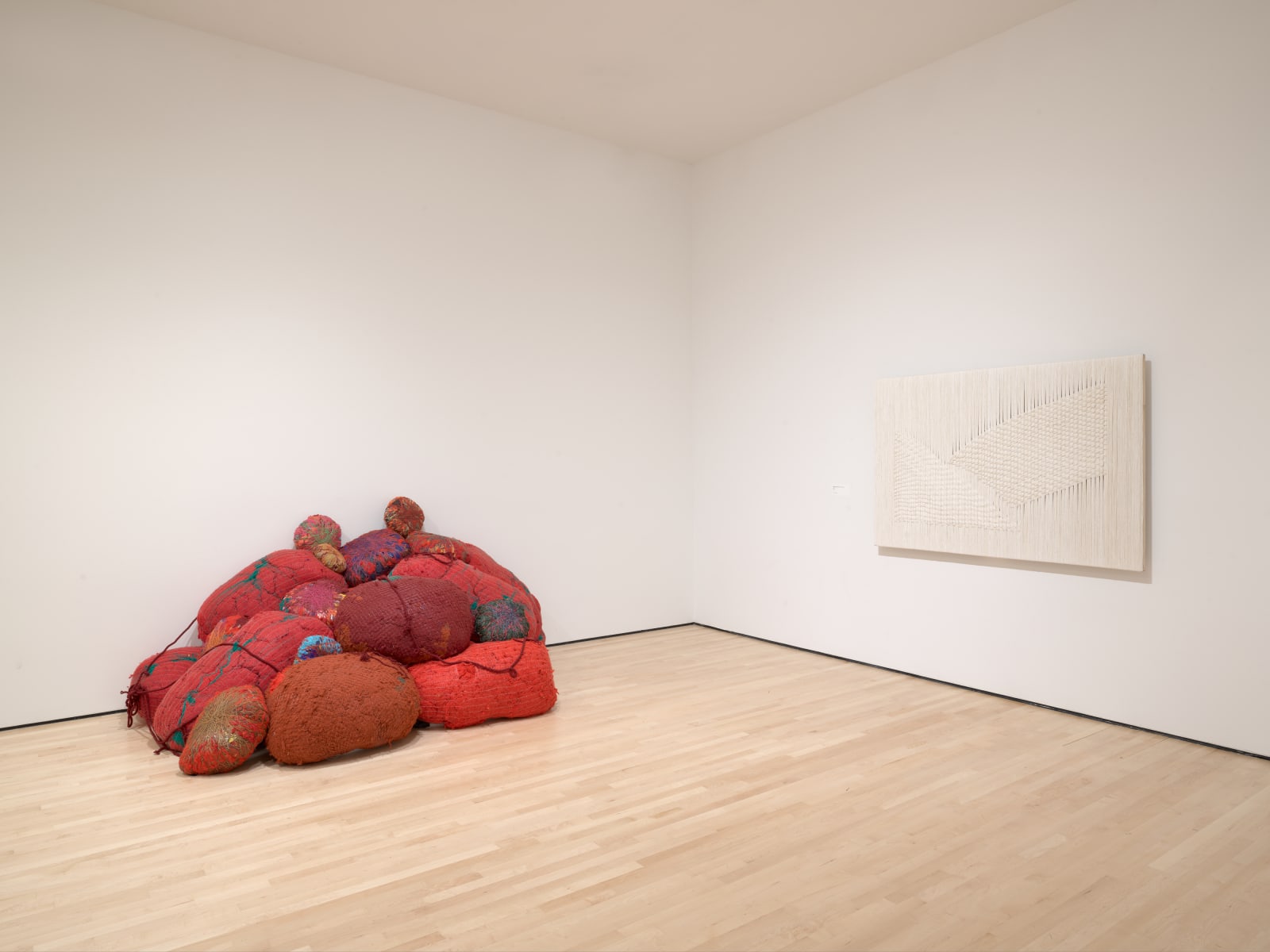 Installation view of New Work: Sheila Hicks at the San Francisco Museum of Modern Art; photo: Don Ross