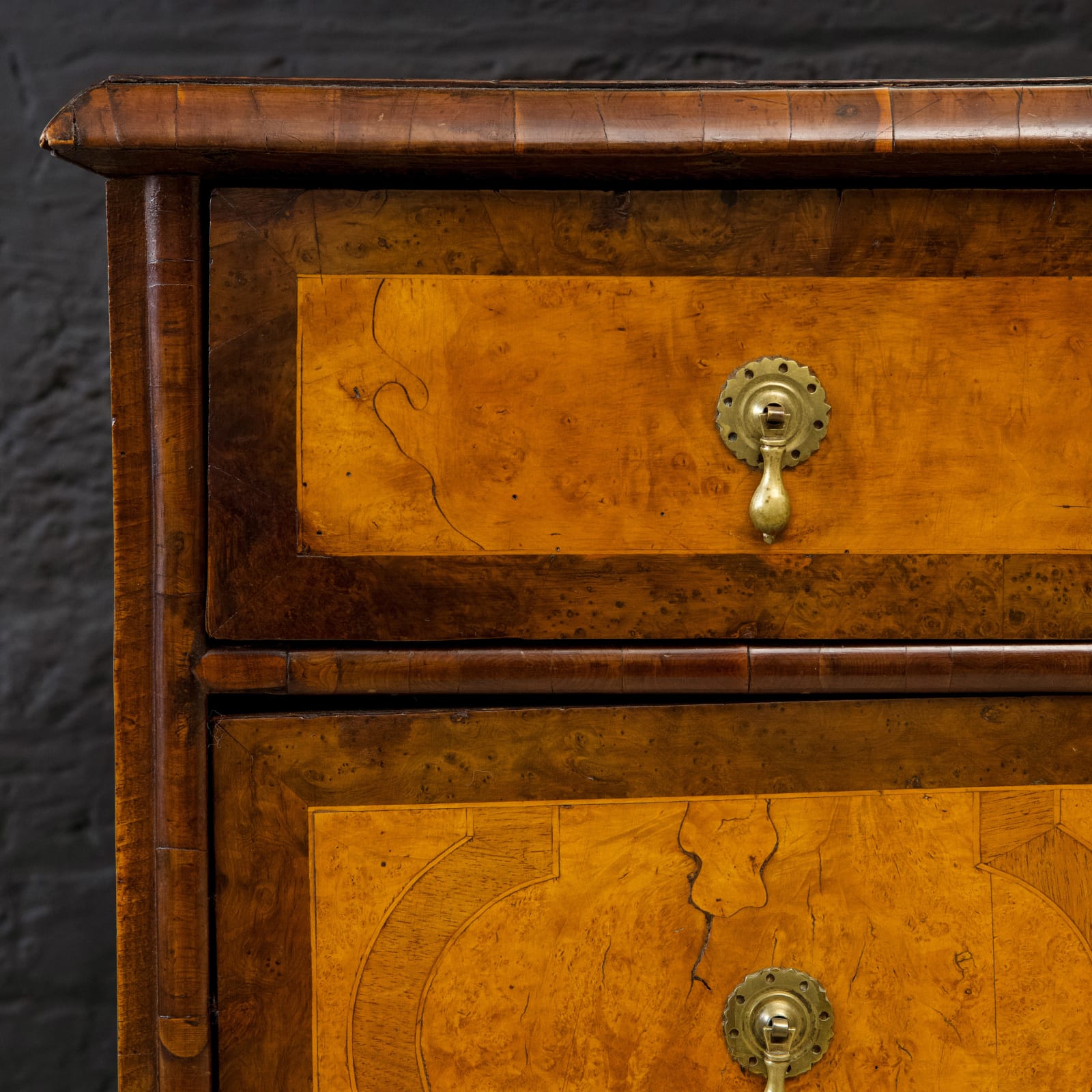 WILLIAM & MARY YEW AND MAPLE CHEST OF DRAWERS