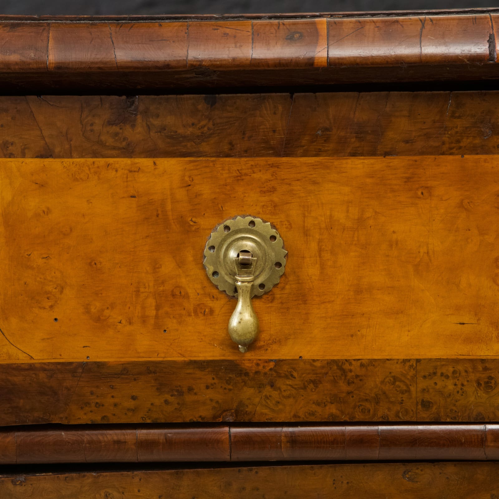 WILLIAM & MARY YEW AND MAPLE CHEST OF DRAWERS