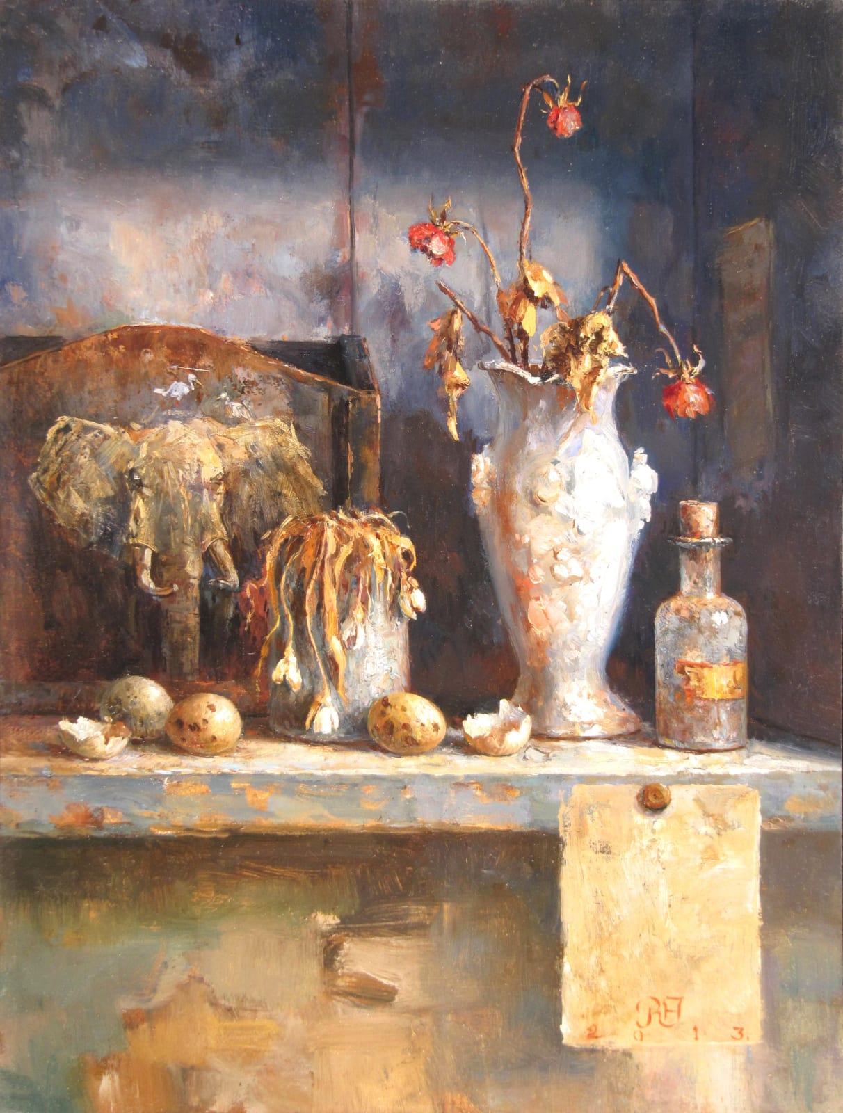 Rene Jansen, Stilleven in blauw kastje