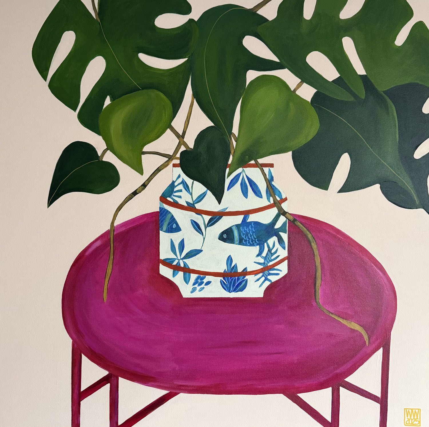 Wendi Weller, Monstera on Magenta Print