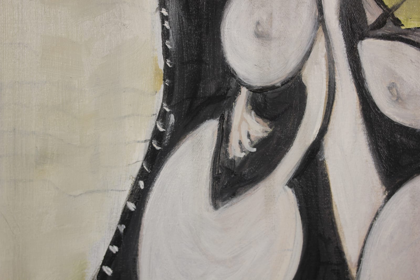 Laszlo Hamori, women with a black hat playing violin, 2024