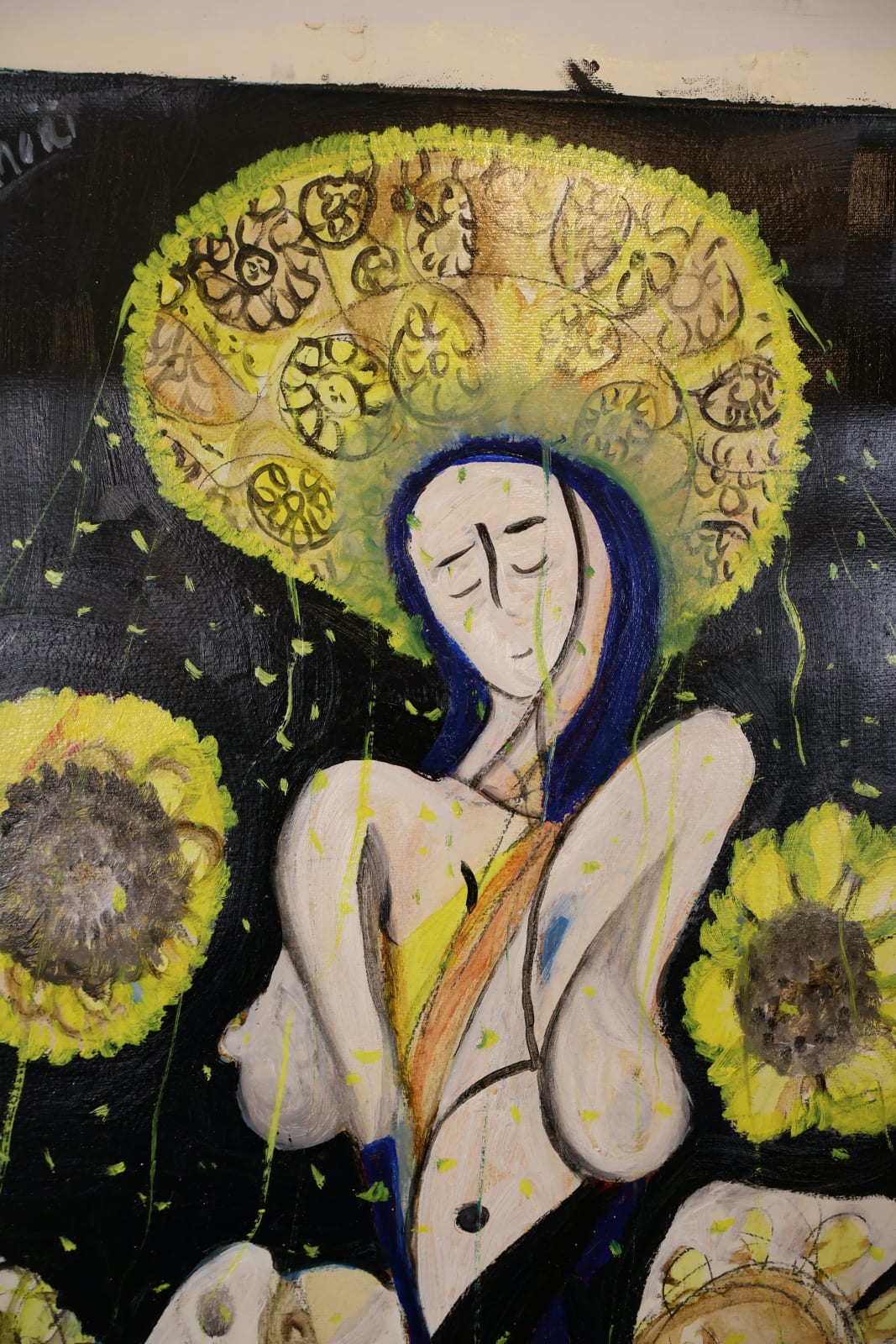 Laszlo Hamori, Lady with a sunflower hat, 2024