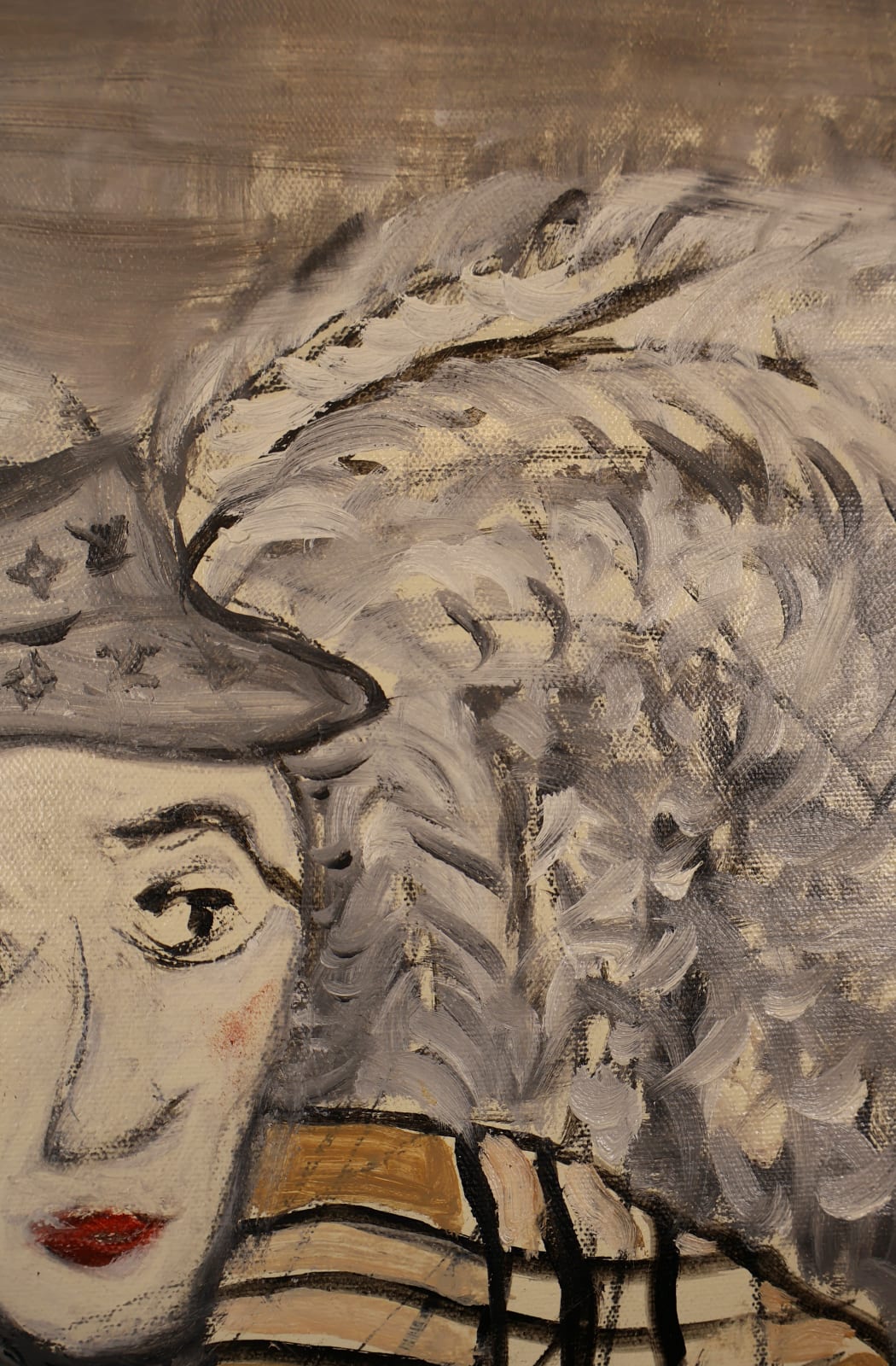 Laszlo Hamori, women with a gray hat, 2024