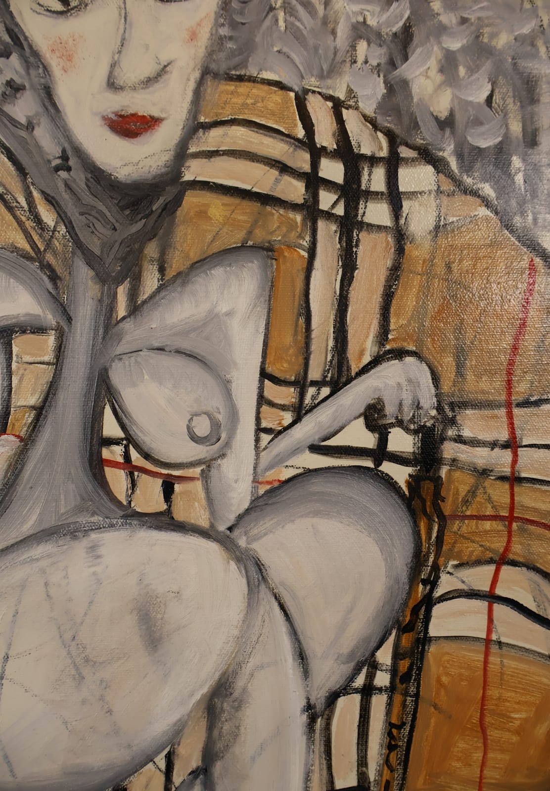 Laszlo Hamori, women with a gray hat, 2024