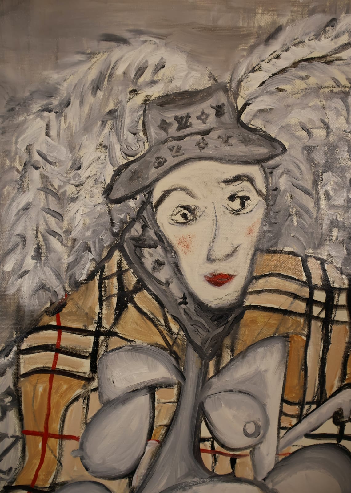 Laszlo Hamori, women with a gray hat, 2024