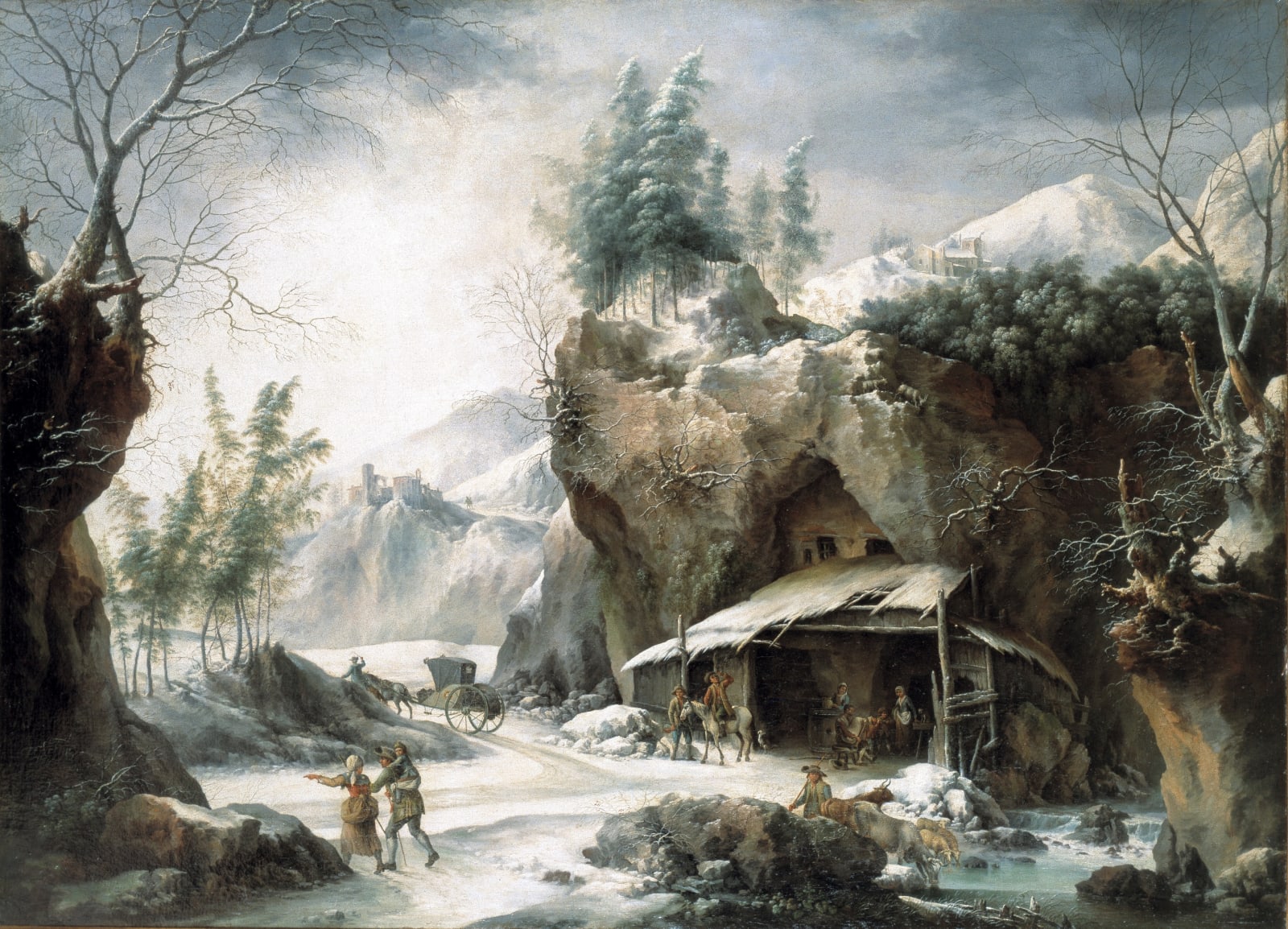 Francesco Foschi, The Calèche in Front of the Shepherd’s Hut , (Ancona, 1710 – Rome, 1780)