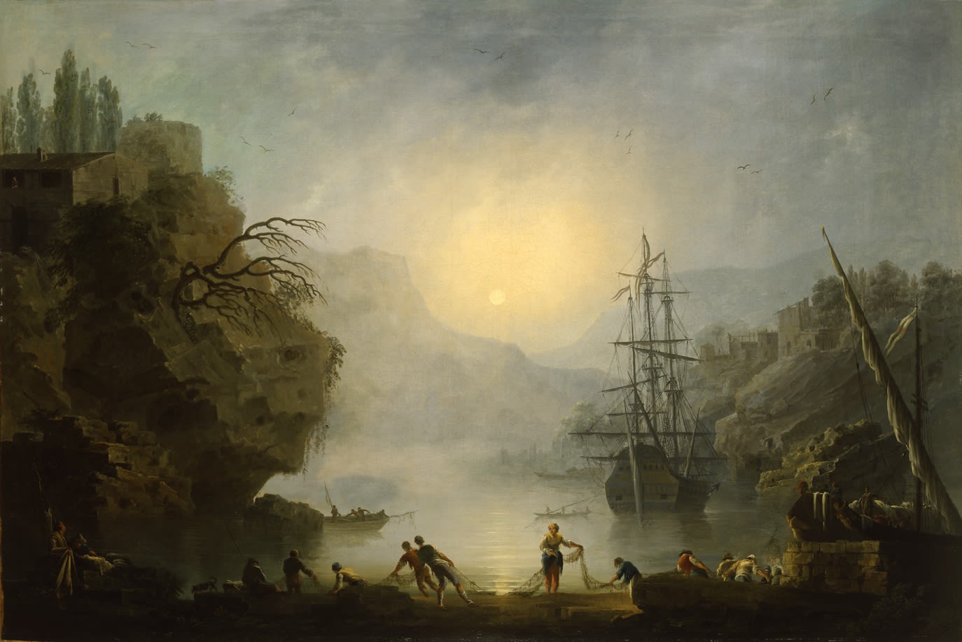 Francesco Fidanza , Fishermen in a Mediterranean Port, (Milan, 1749 - Milan, 1819)
