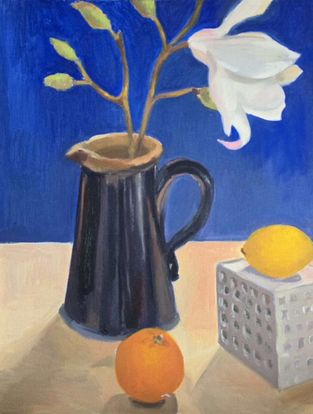 Stephanie Villalba, Black jug and magnolia, 2018
