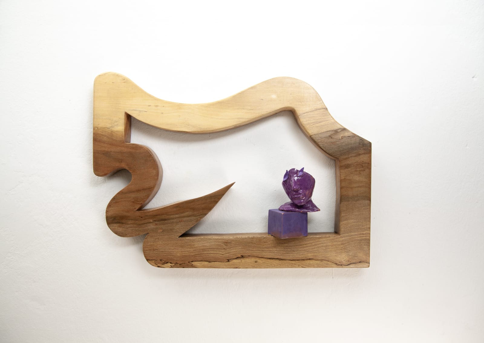 MATTIA SINIGAGLIA Dado Viola, 2023 Oil, solid Plane wood, glazed ceramic 16 1/10 × 22 2/5 in 41 × 57 cm