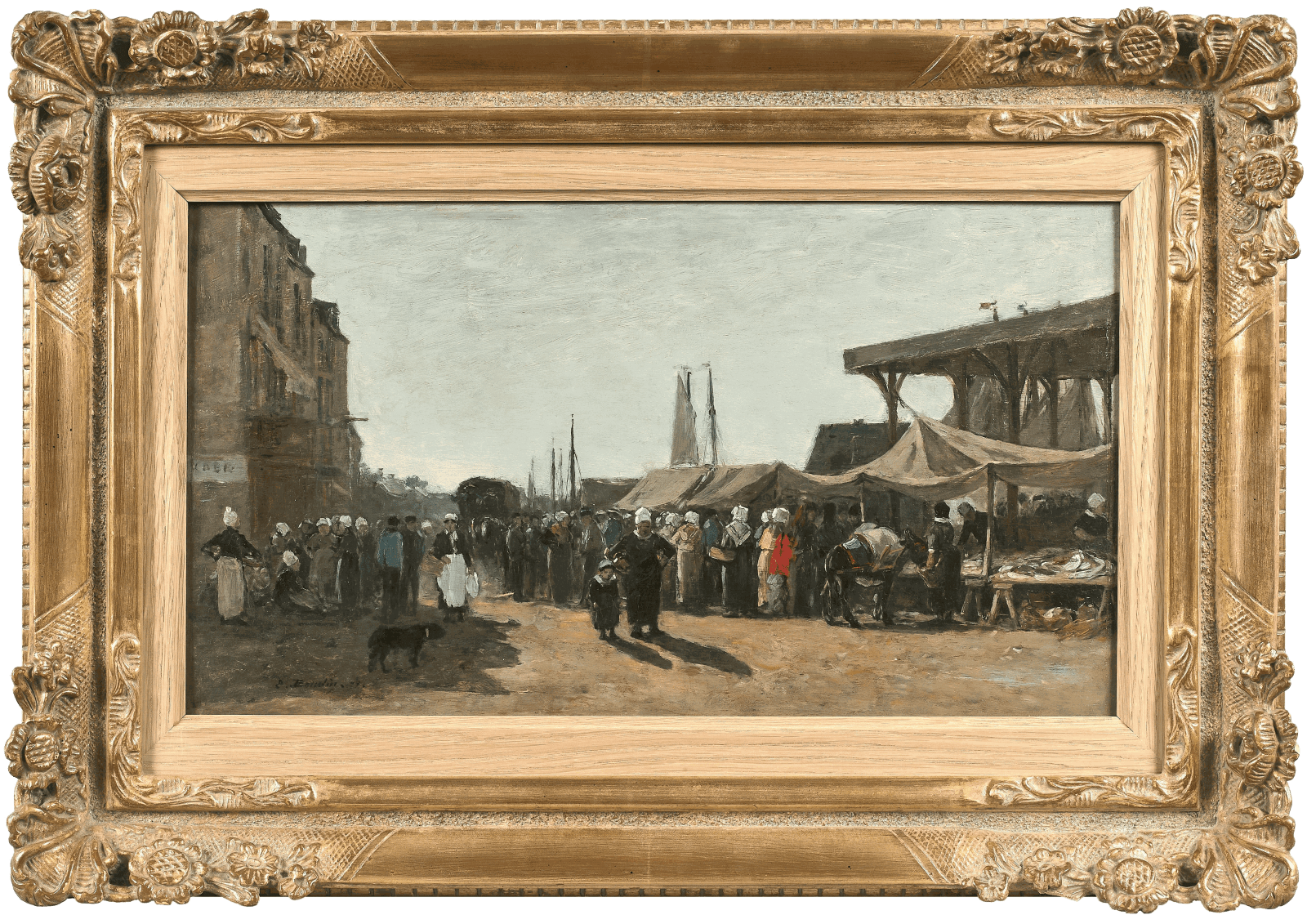 Eugène BOUDIN, Le marché à Trouville, 1871