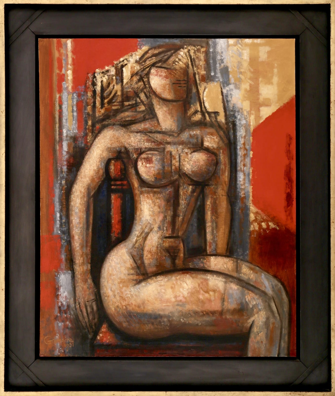 Marcel GROMAIRE, Nu doré sur rouge, 1951