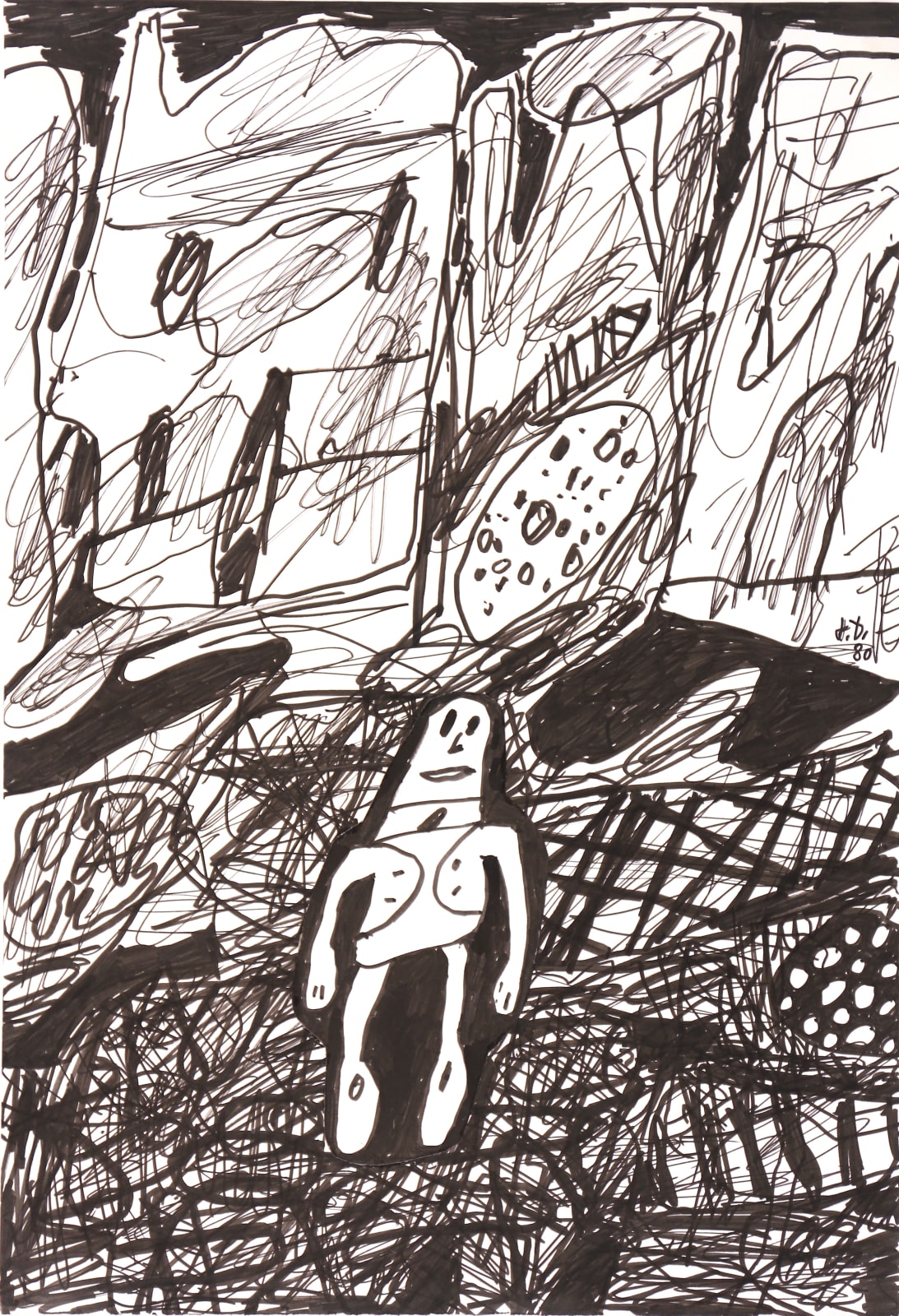 Jean DUBUFFET, Paysage avec un personnage, 1980