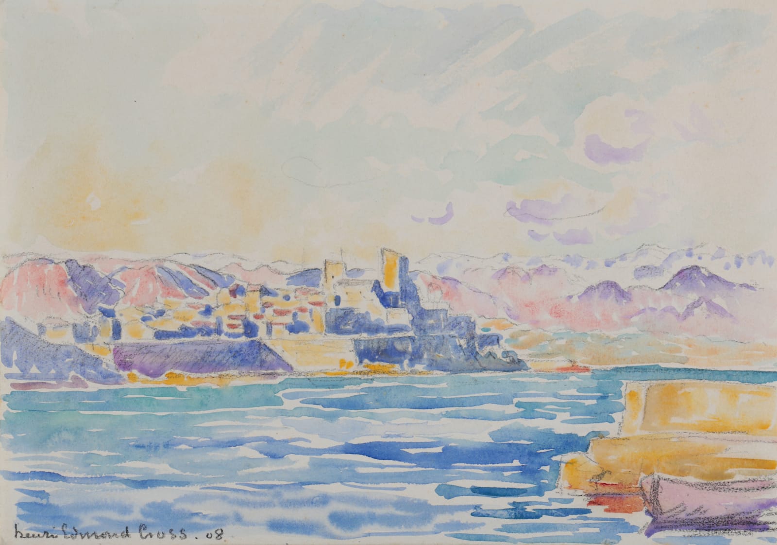 Henri-Edmond CROSS, Vue d'Antibes, 1908