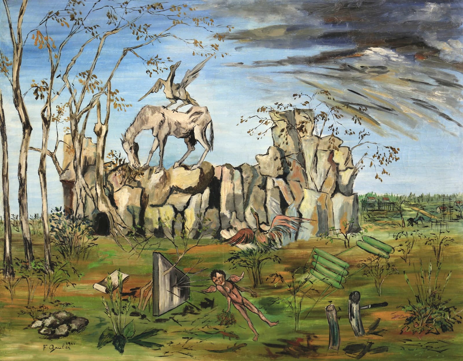 Francis GRUBER, Composition, paysage fantastique, 1941