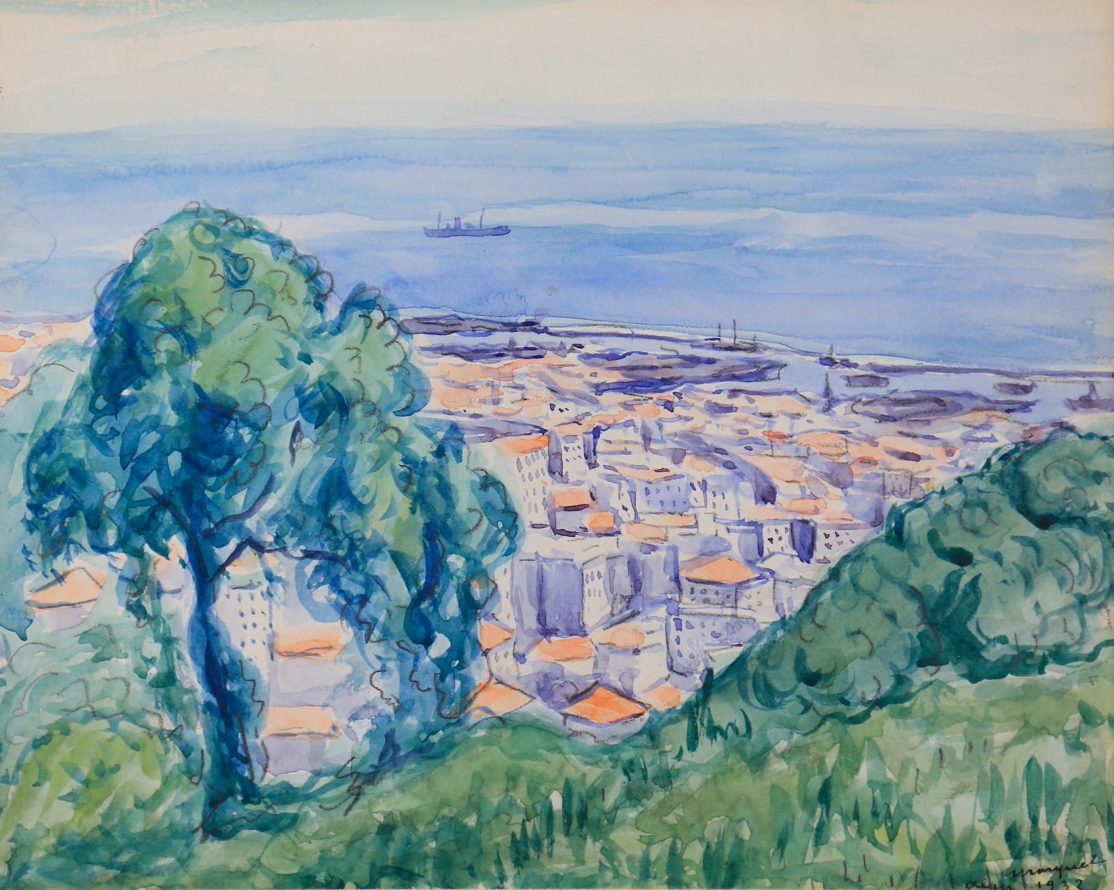 Albert MARQUET, Le port d’Alger, vu des coteaux, 1932