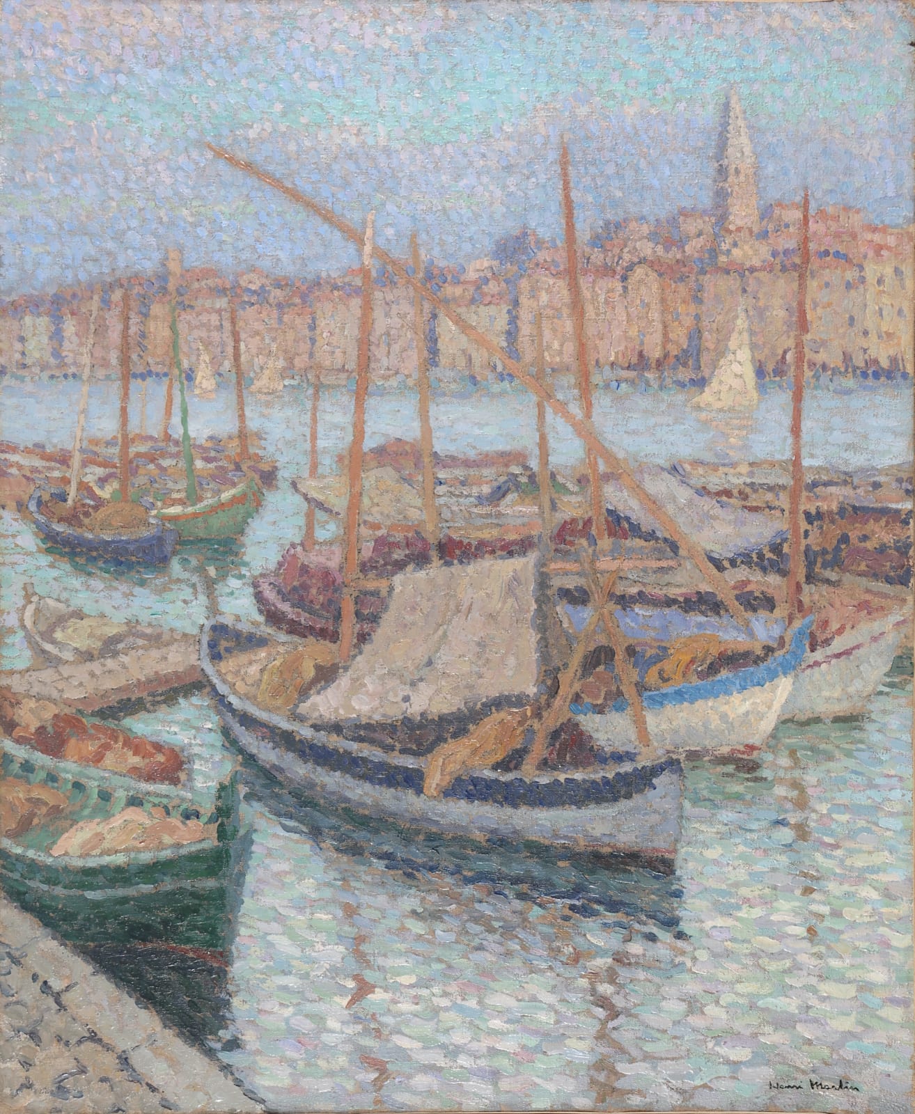 Henri MARTIN, Port de Marseille. Le clocher des Accoules , 1910 (circa)