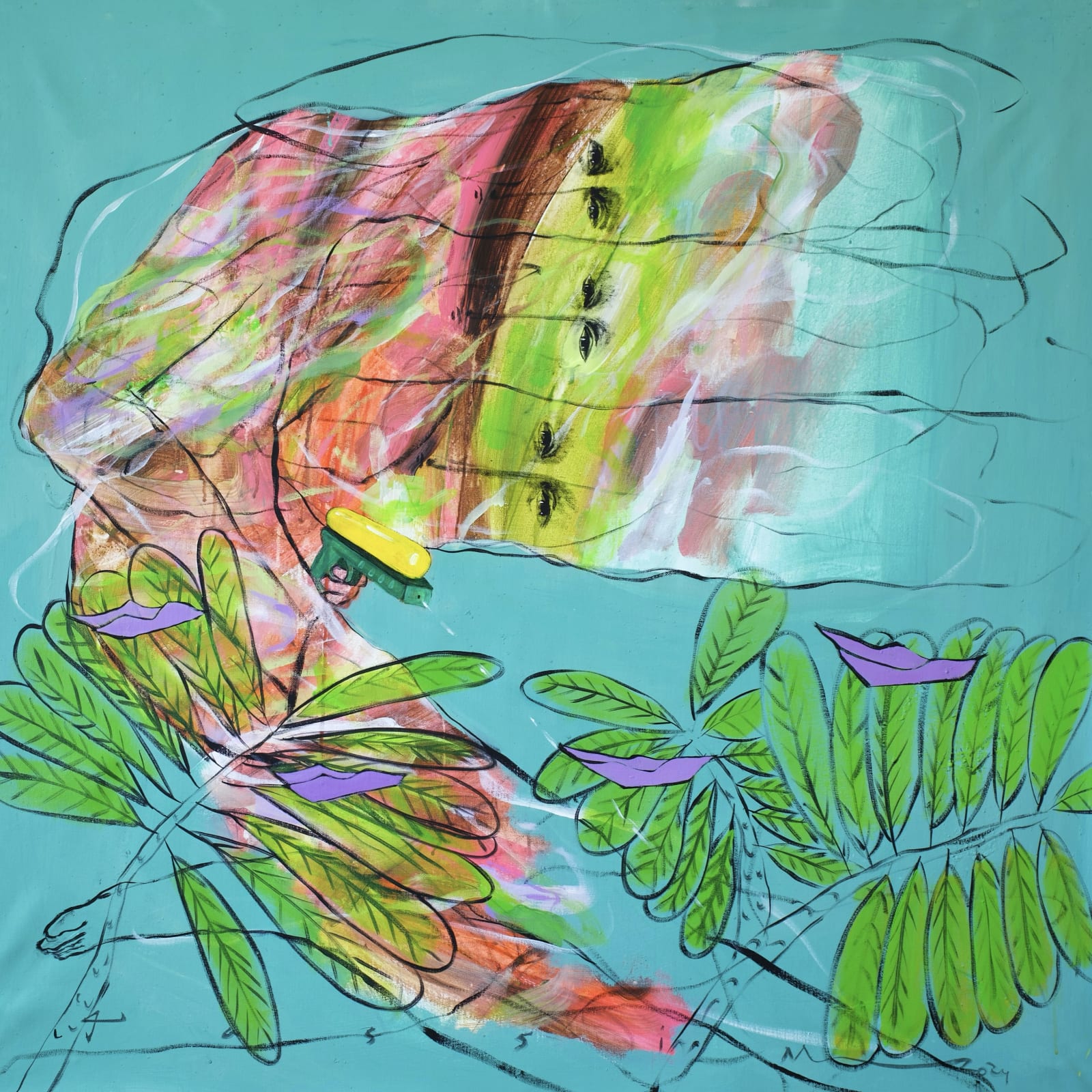 Jassim Aldhamin, Playing in the Garden, 2024