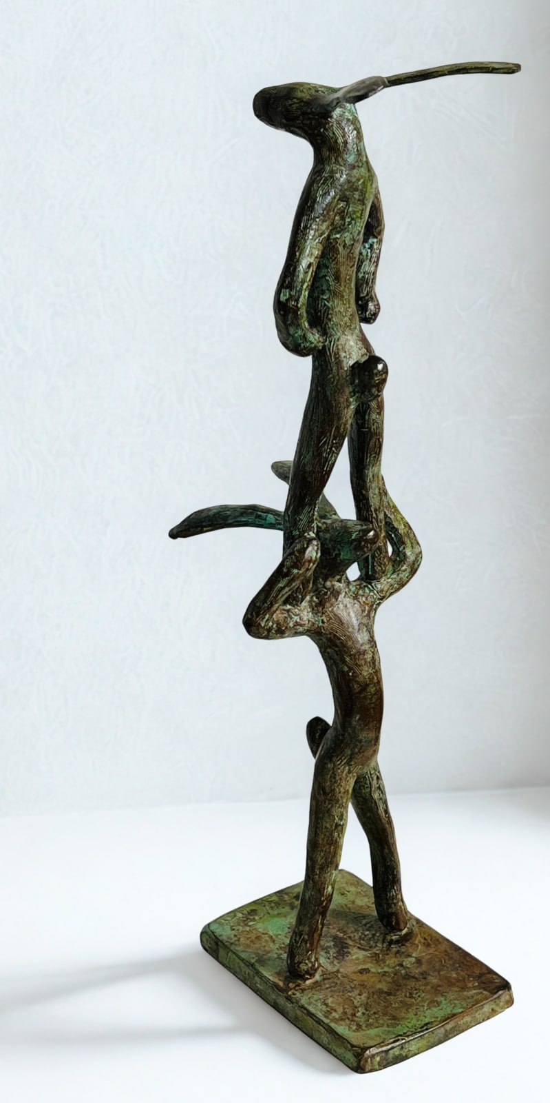 Hares on the Lookout bronze sculpture by Guy du Toit