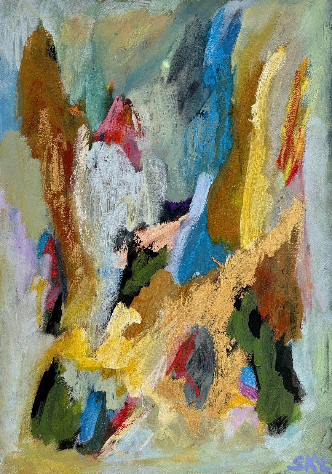 Harmonic Oil on Paper Painting by Svend Kindt-Larsen