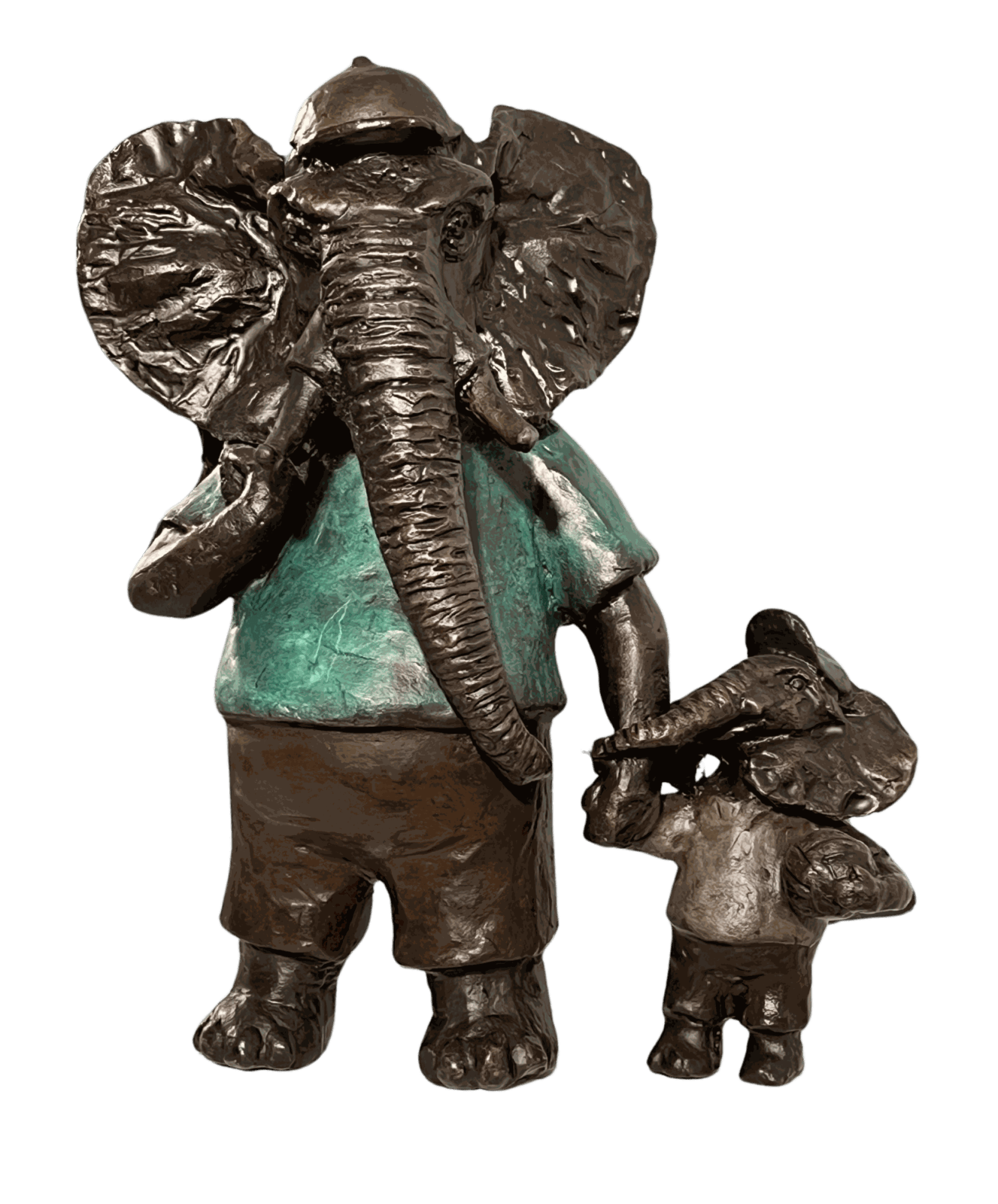Elephant and Boy with Soccer Ball bronze sculpture by Carol Cauldwell