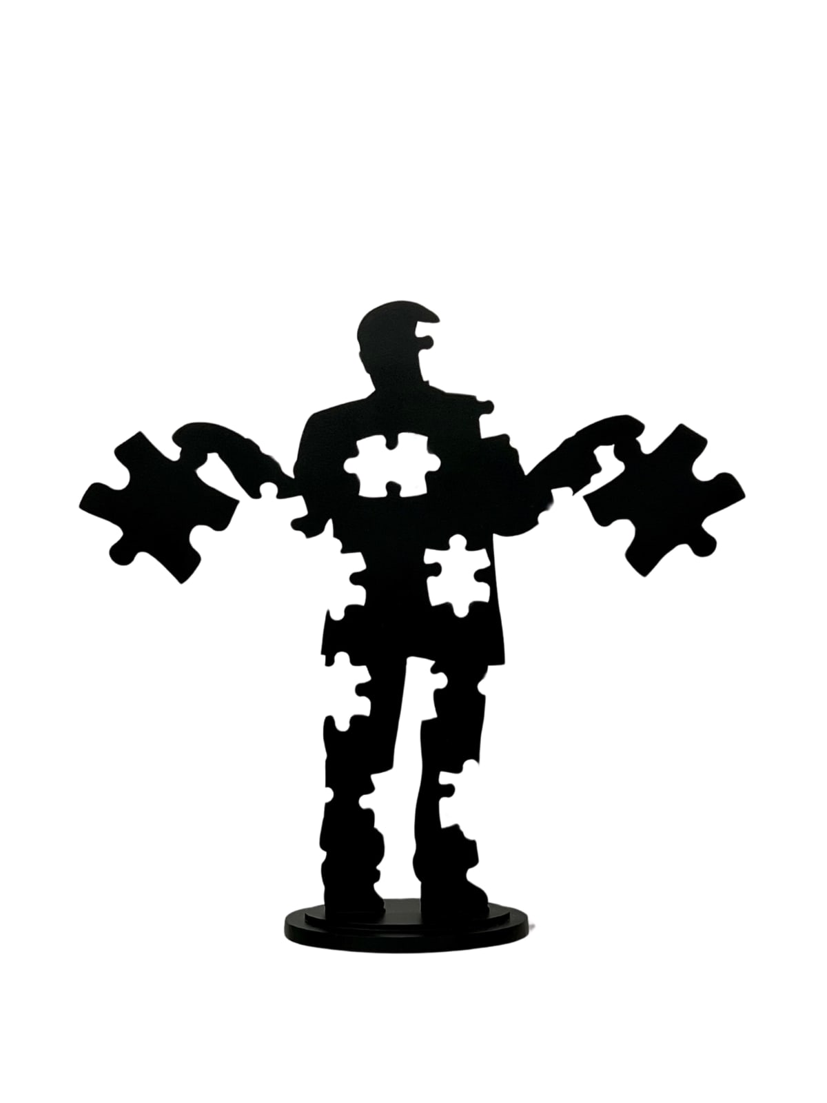 Bits & Pieces Man laser cut steel sculpture by Jaco Sieberhagen