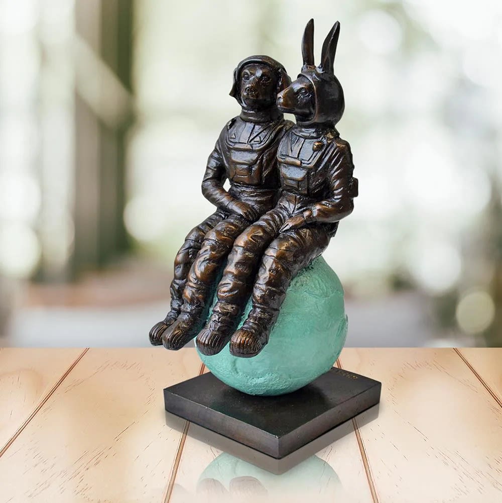 The Moon Lovers bronze sculpture by Gillie and Marc 