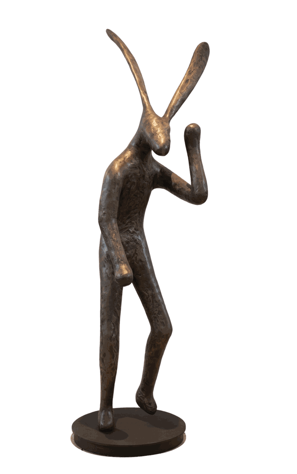 Dancing Hare bronze sculpture by Guy du Toit