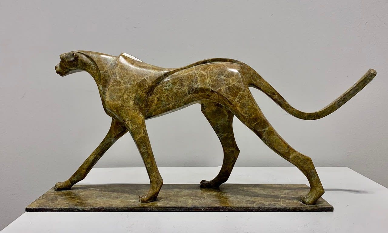 The Walking Cheetah (Small) bronze sculpture by Marie Ackers