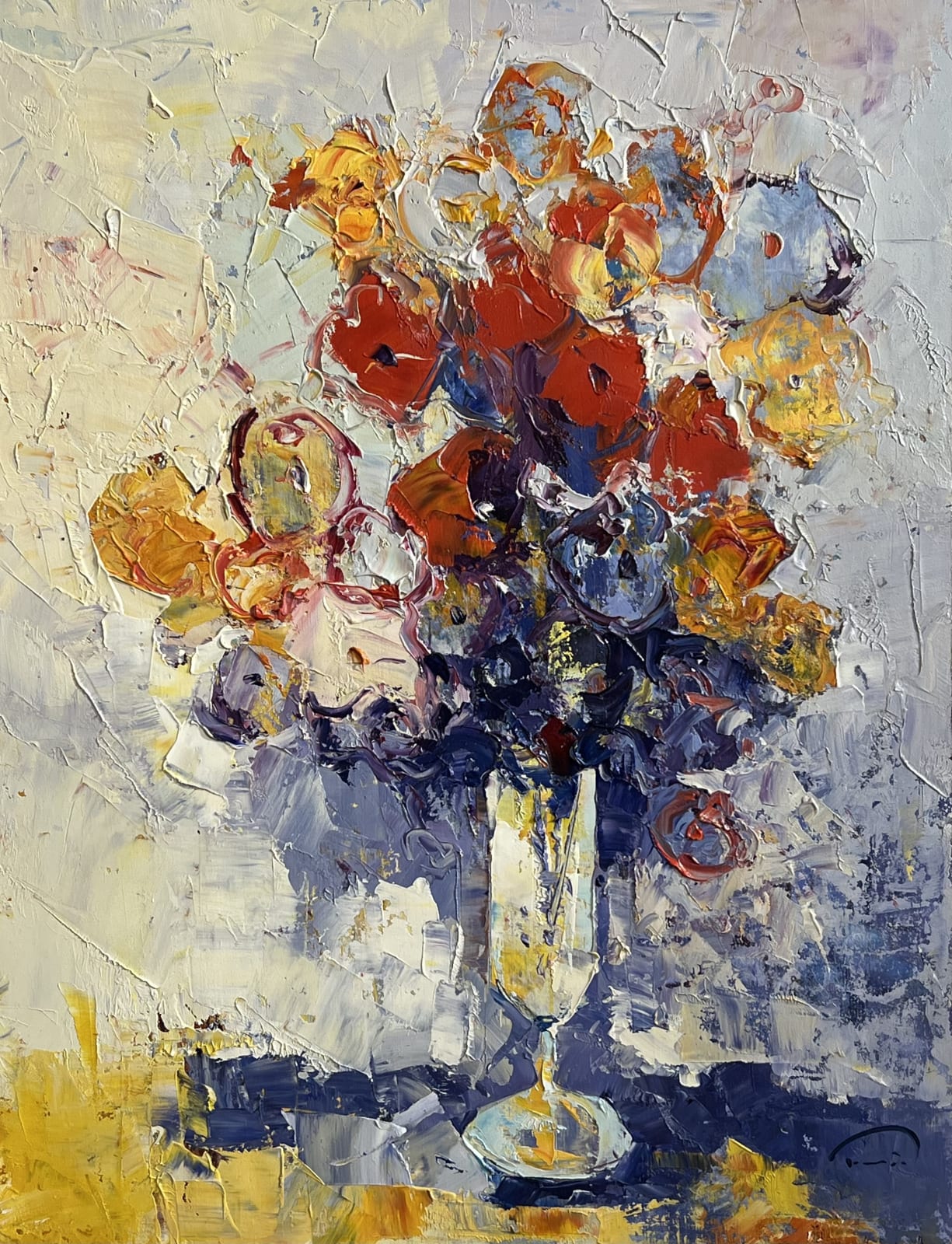 Floretes Petetites oil on wood painting by Tomas Sunyol