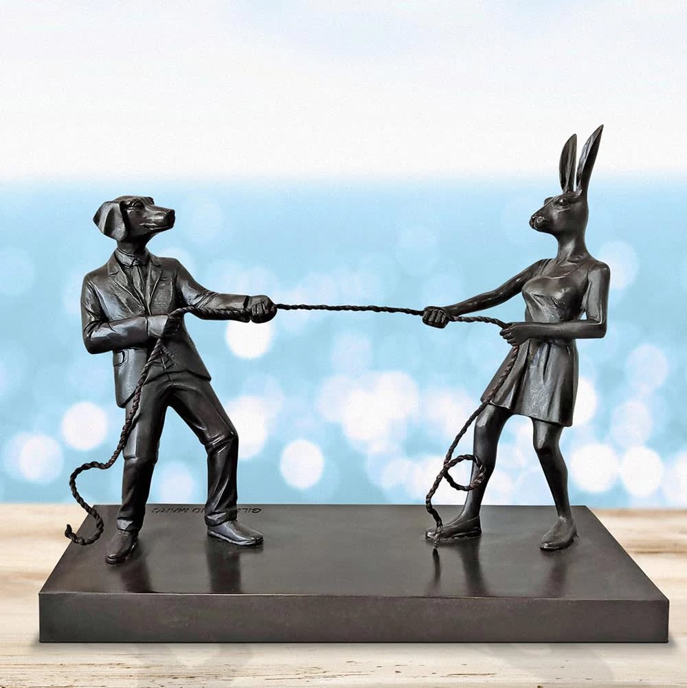 Tug of Love bronze sculpture by Gillie and Marc 