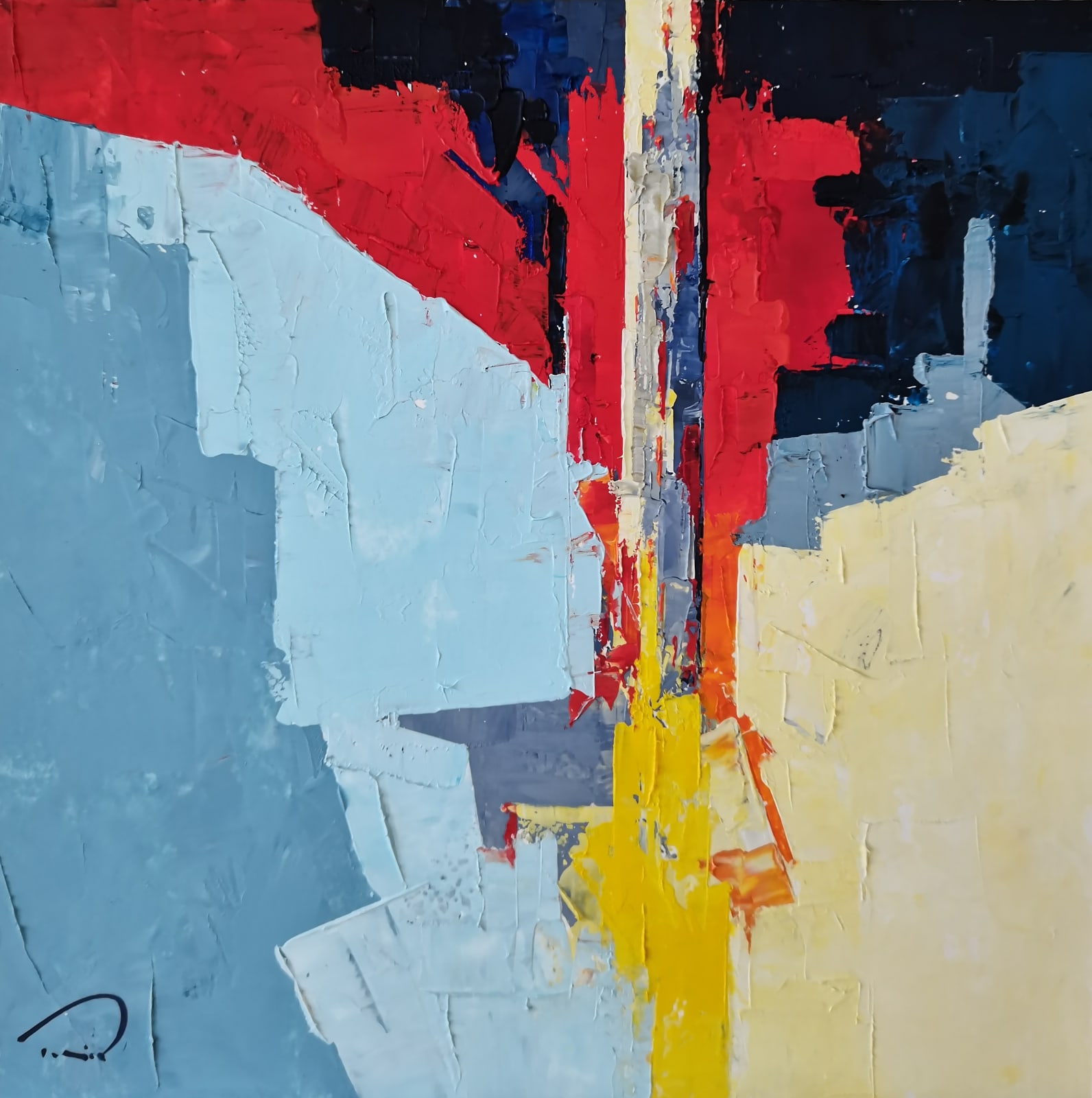 Abstract streets oil on paper painting by Tomas Sunyol