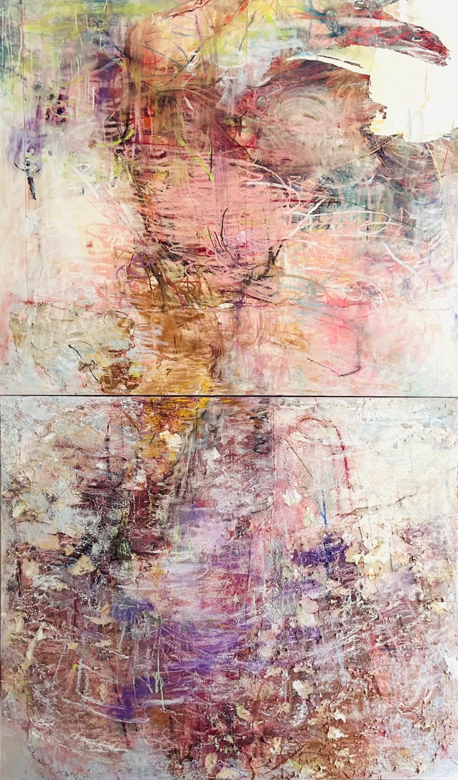 Dissolve me! (Daphne)  Henri Roché soft pastels on Arches Aquarelle mounted on stretched canvas  150 x  100 cm  (diptych)  2022 -  2025