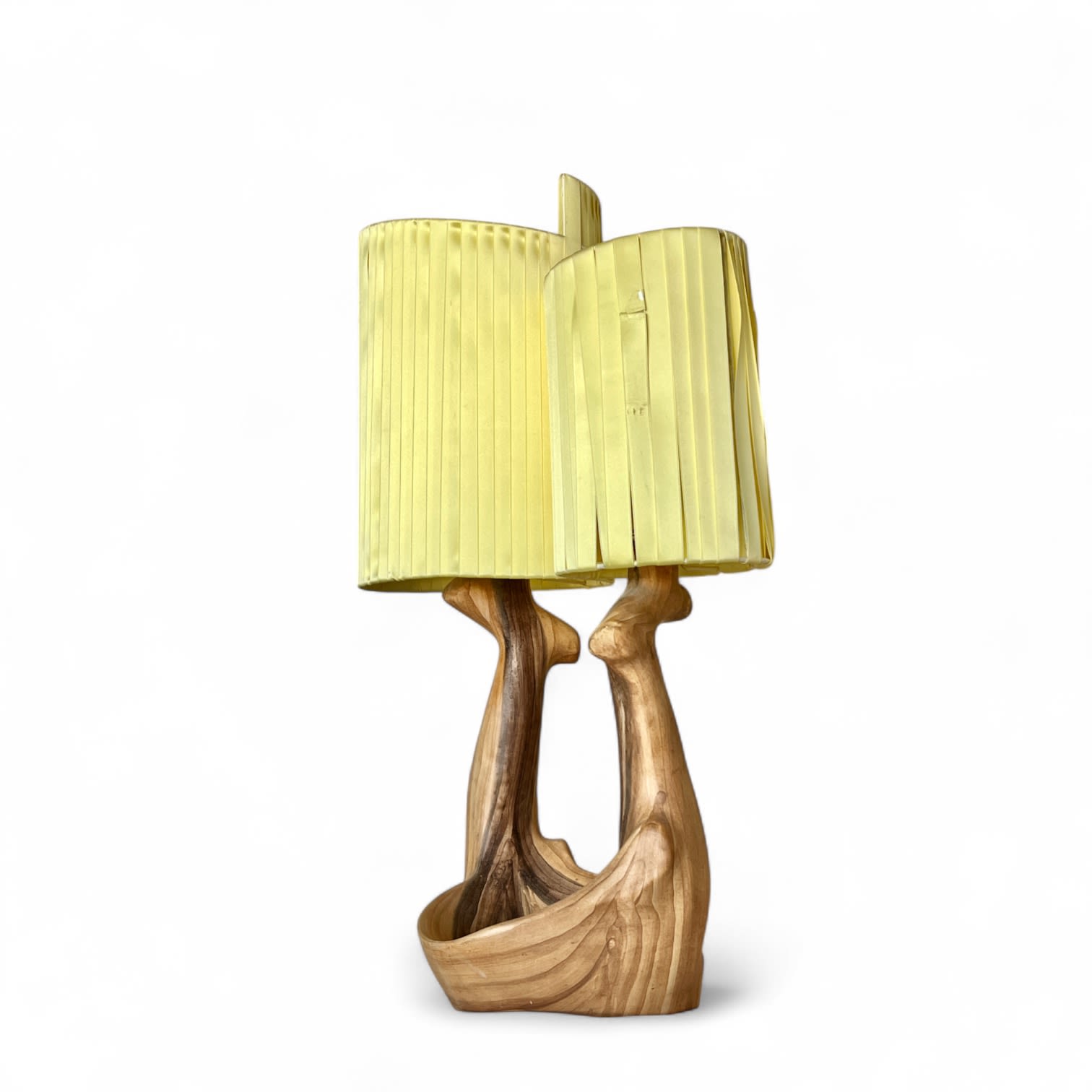 Grand-Jean Jourdan, Grand-Jean Jourdan Large Faux-bois table lamp, vallauris, ca. 1955