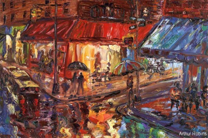 Arthur Robins, Third and MacDougal in the Rain, 1996