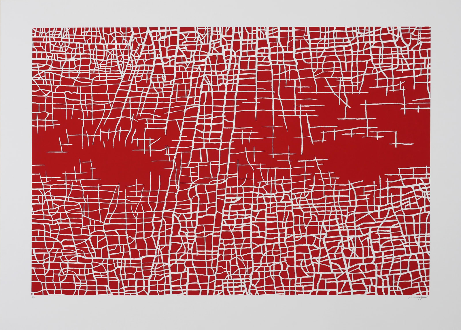 Massimiliano Galliani, Le strade del tempo, 2014, carta e vernice su tela, cm 120x210