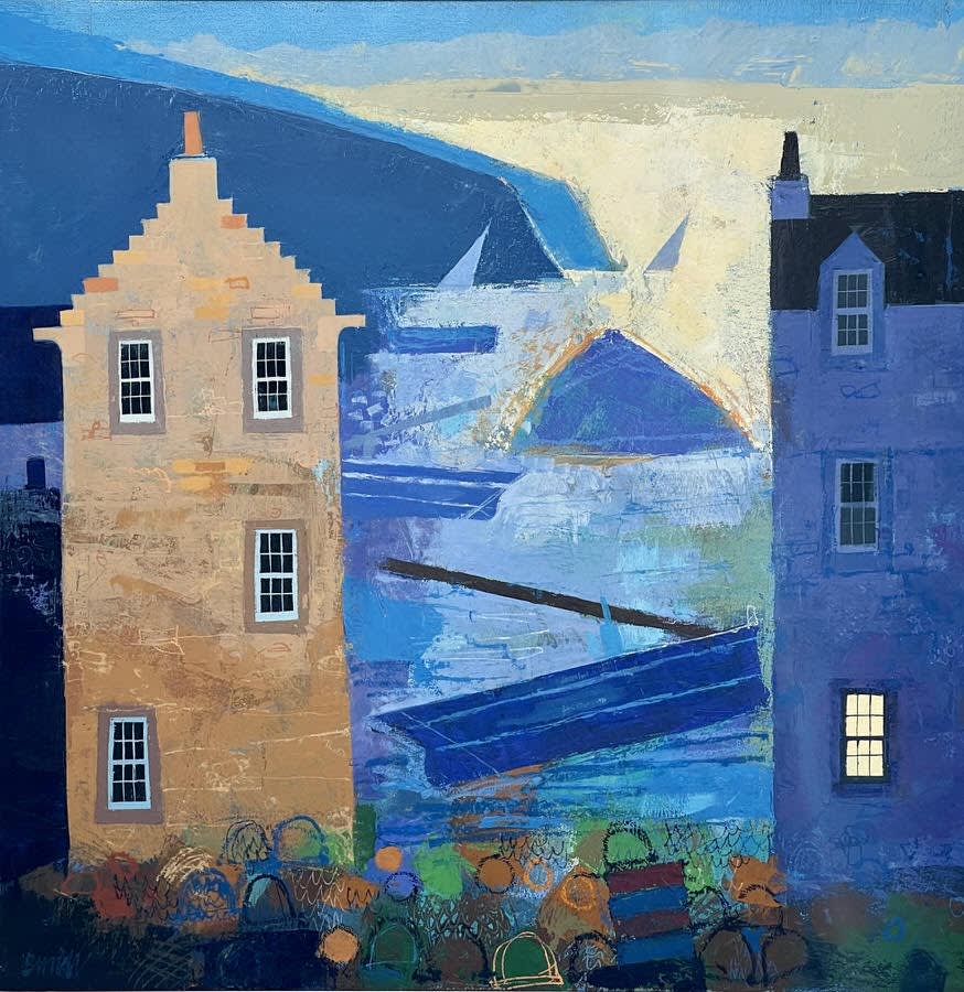 Oil on Linen painting by George Birrell called Yachts by the Headland
