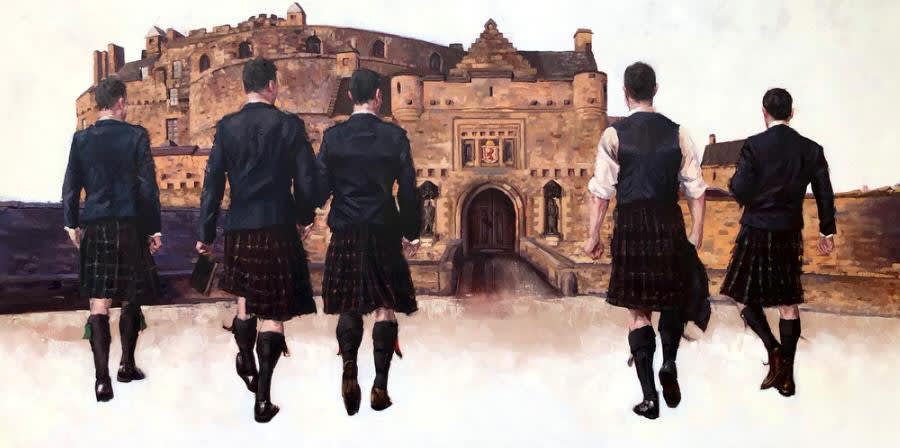 Alistair Little oil on panel painting by Scottish artist called Portcullis