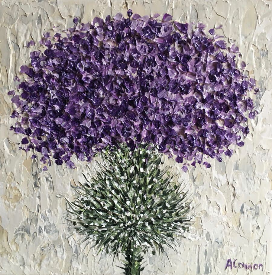 Alison Cowan Painting "Purple Thistle on Ivory" painted on canvas with acrylics