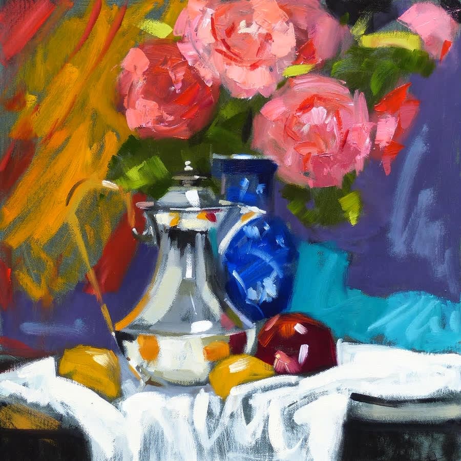 Jack Morrocco, Silver pot and Camellias