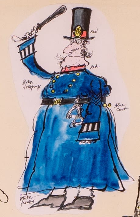 Ronald Searle, Policeman, produced for XX - Gilbert and Sullivan characters, 1974