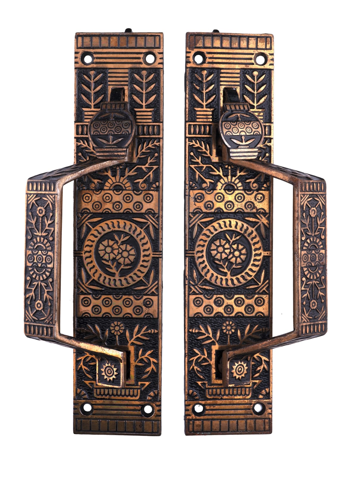 A collection of American door furniture in Anglo-Japanese style, late 19th century