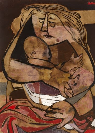 Jankel Adler (1895-1949) Mother and Child 1941 Oil on canvas 78.1 x 57.1 cm On Loan To Ben Uri Collection To see and discover more about this artist click here