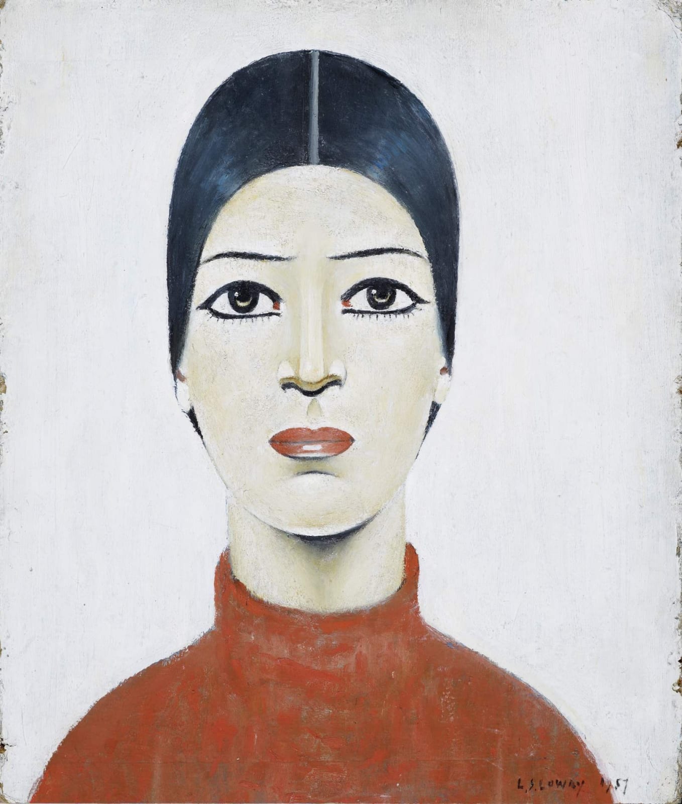 L. S. Lowry (1887-1976) Portrait of Ann 1957 Oil on board 35.5 x 30.5 cm The Lowry Collection, Salford To see and discover more about this artist click here