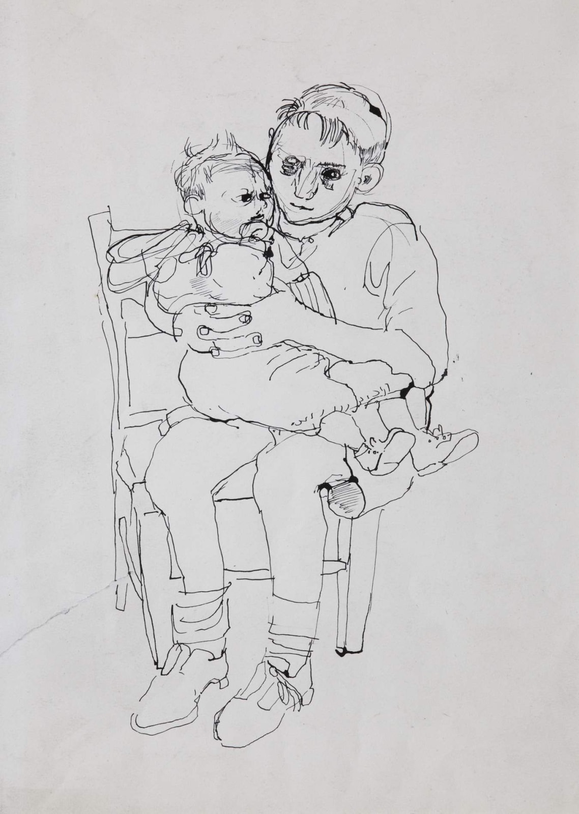 Joan Eardley (1921-1963) Baby on Boy's Knee 1959 Ink on paper 51 x 38 cm City Arts Centre, Edinburgh Museums and Galleries To see and discover more about this artist click here